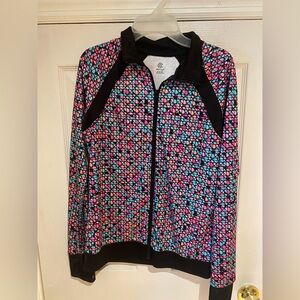 Girls Multicolor Mosaic athletic jacket with black trim